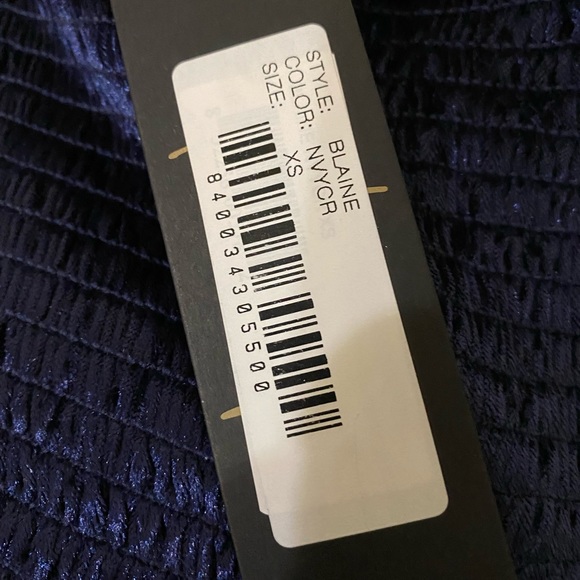 Petersyn Blaine Navy Velvet Off Shoulder Top XS EXTRA SMALL NEW NWT REG $298 - Picture 3 of 3